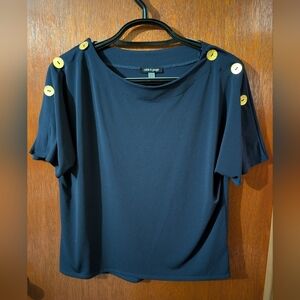 Cable & Gauge Navy Top with Gold Accents